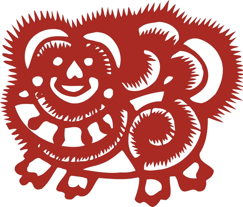 中国风中式传统喜庆民俗人物动物窗花剪纸插画边框AI矢量PNG素材【212】